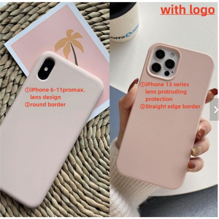 IPHONE Dengan Logo Fashion Perlindungan Silikon Cair Sederhana Kompatibel Casing Ponsel Untuk Iphone14 13 Pro Max X Max XR iPhone12 11 Pro Max SE2 7 8 Plus Kasus Nonslip Shockproof Full Lembut