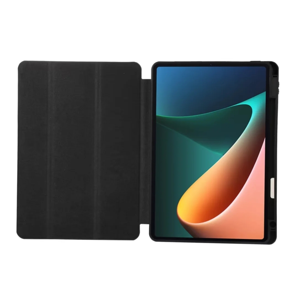 Untuk Xiaomi Pad5 Pro 5G (2021) 11.0 &quot;Mi Pad5 21051182G Fashion Warna Solid Flip Stand Tablet Cover Tiga Lipat Pen Slot Lembut TPU Pelindung Case