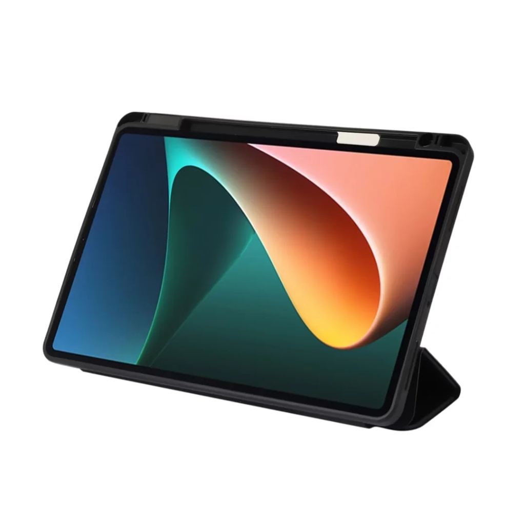 Untuk Xiaomi Pad5 Pro 5G (2021) 11.0 &quot;Mi Pad5 21051182G Fashion Warna Solid Flip Stand Tablet Cover Tiga Lipat Pen Slot Lembut TPU Pelindung Case