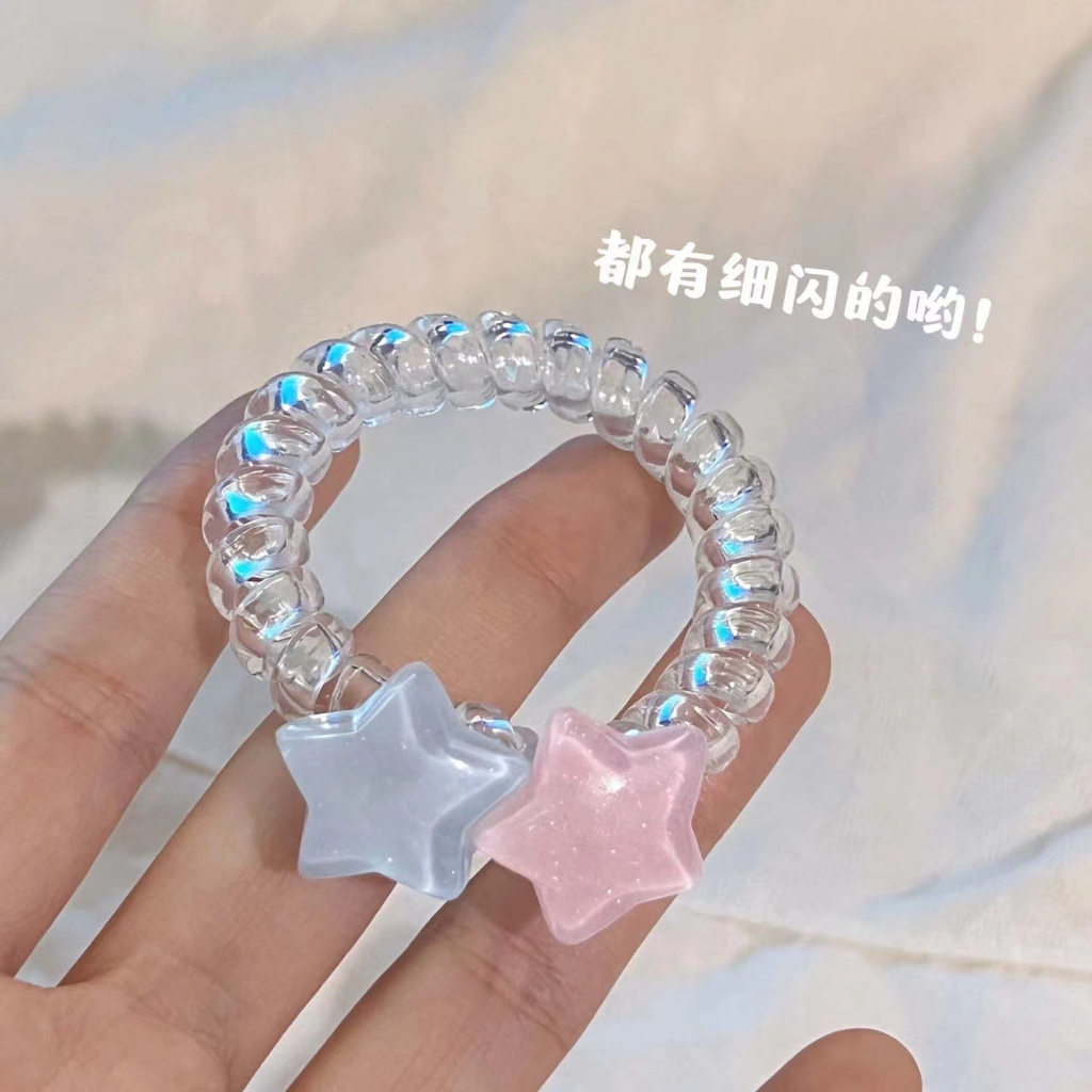 Gelang Liontin Pentagram Pink Biru Jalur Telepon Head Rope Headwear