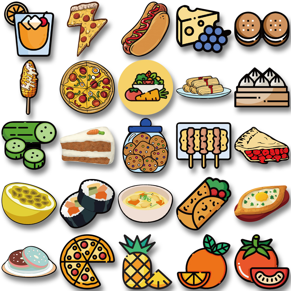 [In Stock] 50 /100Stiker Makanan Kartun Handphone Laptop Stiker Hias