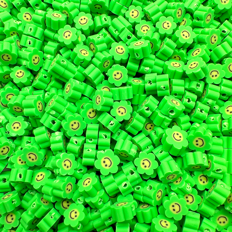 30Pcs/lot 10mm warna-warni polimer tanah liat bunga matahari smiley beads