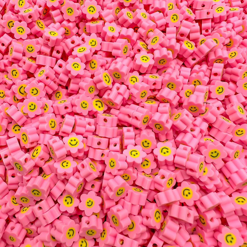 30Pcs/lot 10mm warna-warni polimer tanah liat bunga matahari smiley beads