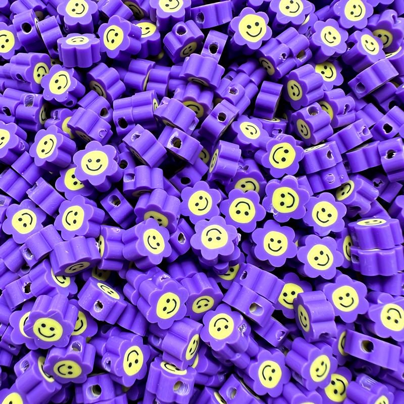 30Pcs/lot 10mm warna-warni polimer tanah liat bunga matahari smiley beads