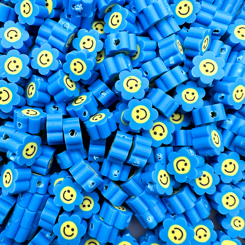 30Pcs/lot 10mm warna-warni polimer tanah liat bunga matahari smiley beads