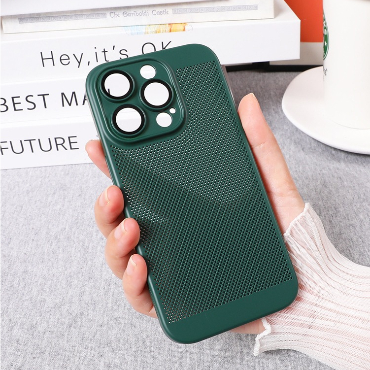 [Hard Case Dark Green/Blue] Untuk IPHONE Case (Iphone7 8 14 Plus X XS MAX XR 11 12 13 14 PRO MAX) Penghilang Panas Dan Perlindungan Jatuh Cocok Case Perlindungan Sidik Jari