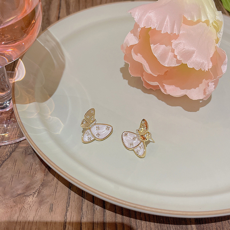 Kualitas Tinggi925 Perak Jarum Kupu-Kupu Anting Perempuan Fashion Mewah Telinga Giwang