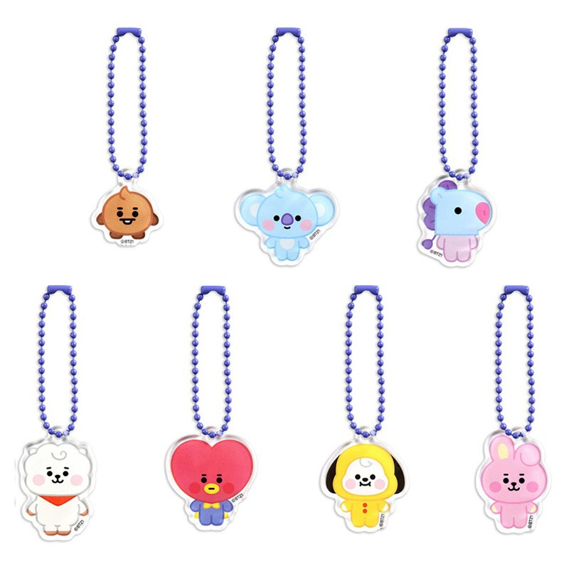 XiaoboACC Gantungan Kunci Boneka Kartun Kpop Idol BTS BT21 Bahan Akrilik