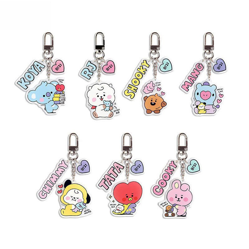 XiaoboACC BT21 Gantungan Kunci Boneka Kpop Idol BTS Untuk Aksesoris Tas