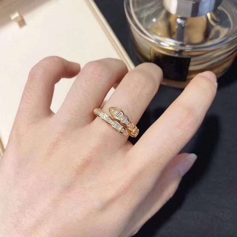 [ACKER] Cincin Emas 18K Cubic Zirconia Titanium Stainless Diamond AAA+Zircon Ular Untuk Wanita