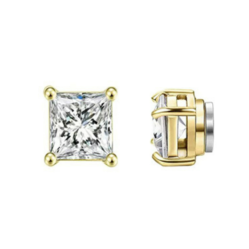 [ACKER] 6/8mm 1pasang925 Perak Cubic Zirconia Titanium Stainless Berlian AAA+Zircon Magnetik Tanpa Tindik Telinga Square Stud Earrings Untuk Wanita Pria