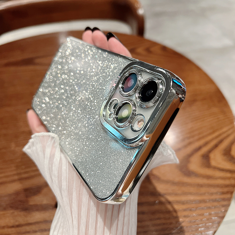 Casing Silikon Iphone 11 12 13 14promax x xs xr xsmax 7 / 8plus shockproof Aksen Glitter