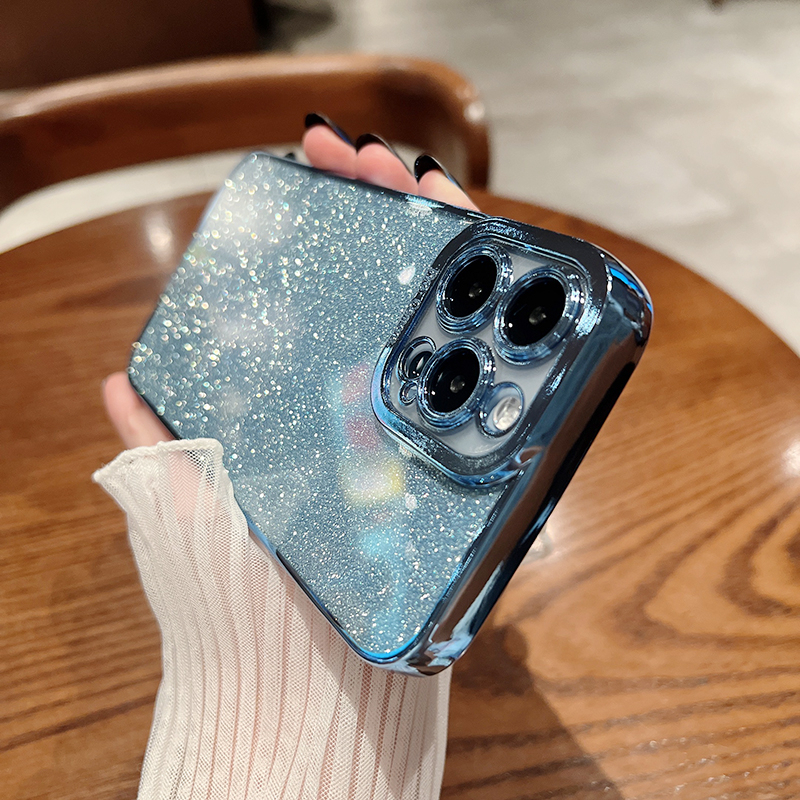 Casing Silikon Iphone 11 12 13 14promax x xs xr xsmax 7 / 8plus shockproof Aksen Glitter