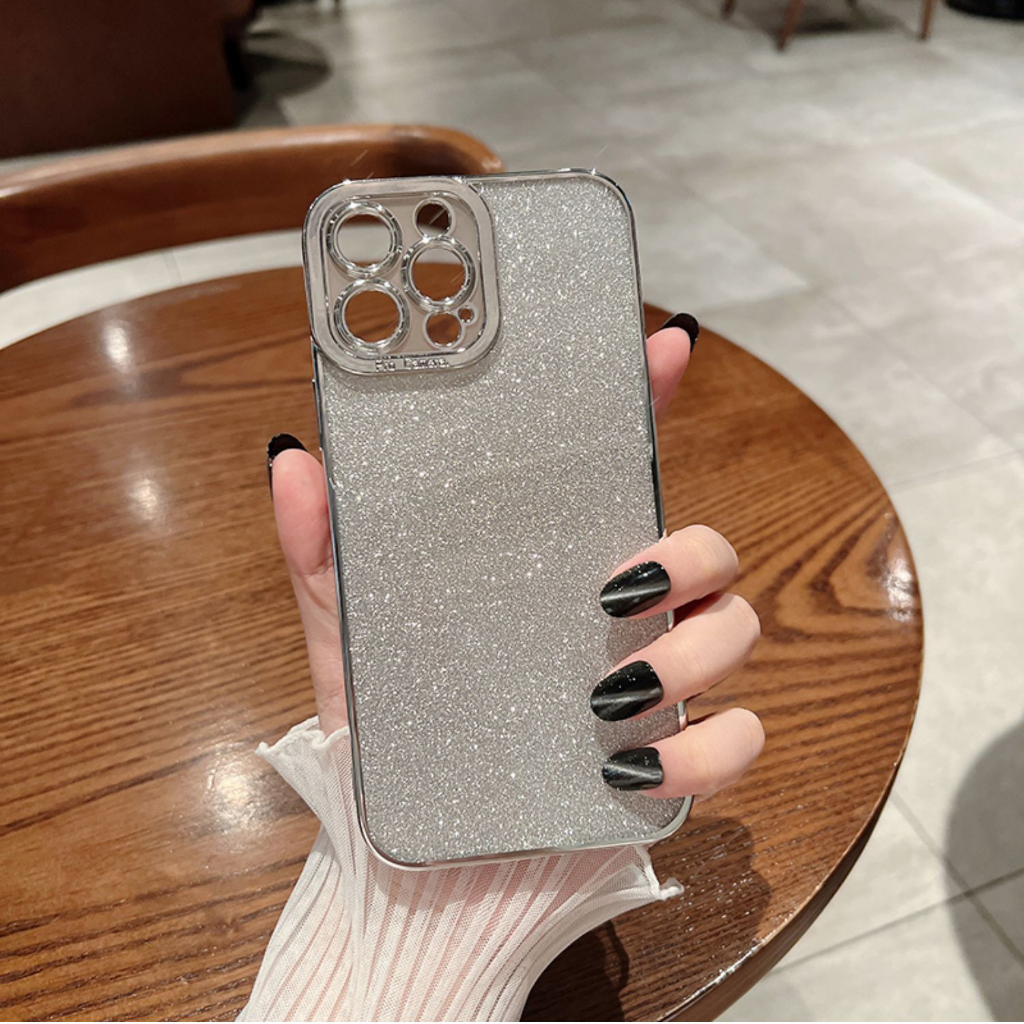 Casing Silikon Iphone 11 12 13 14promax x xs xr xsmax 7 / 8plus shockproof Aksen Glitter