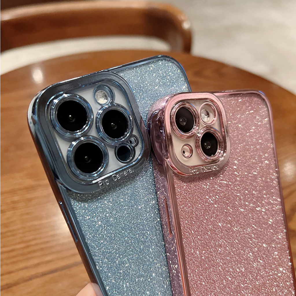 Casing Silikon Iphone 11 12 13 14promax x xs xr xsmax 7 / 8plus shockproof Aksen Glitter