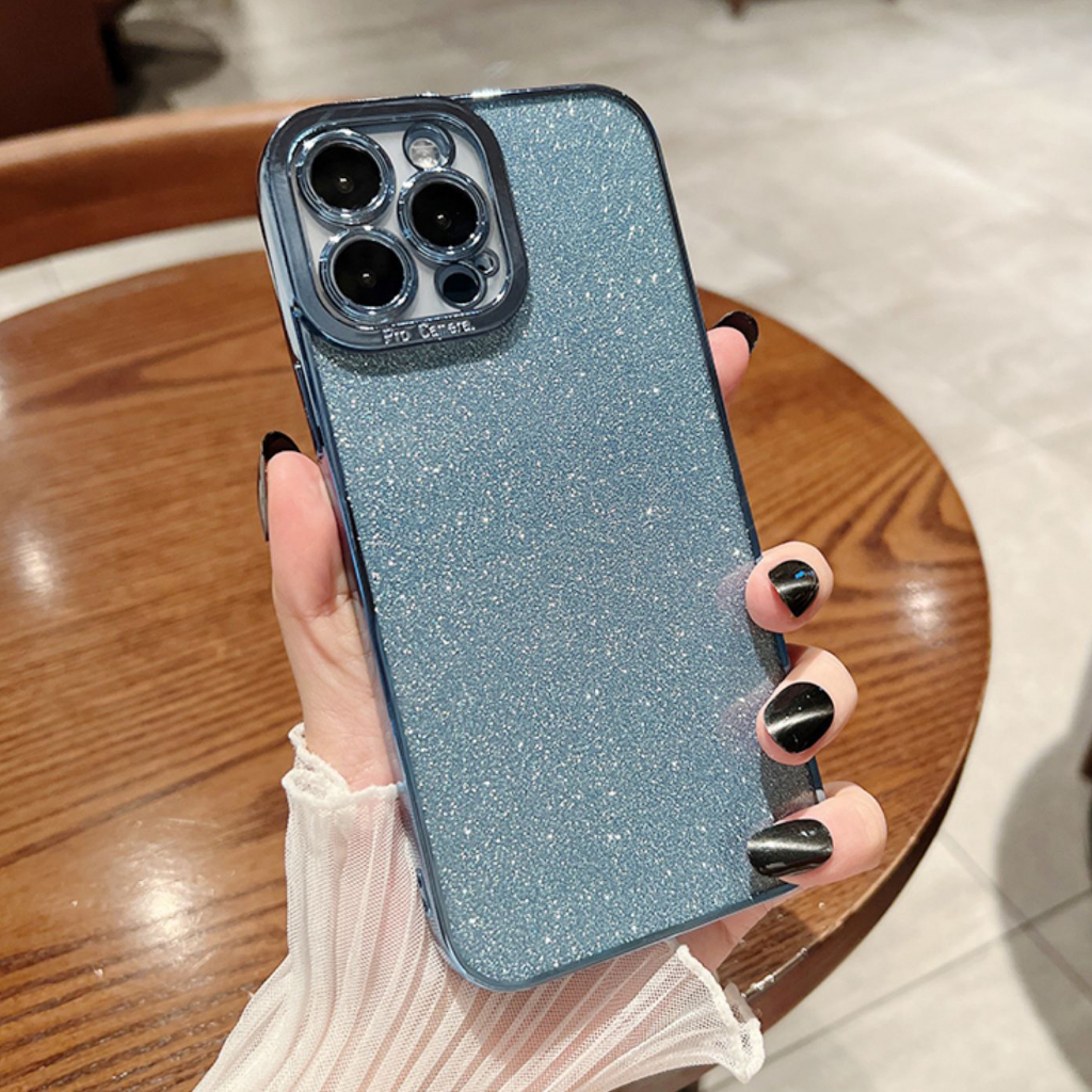 Casing Silikon Iphone 11 12 13 14promax x xs xr xsmax 7 / 8plus shockproof Aksen Glitter