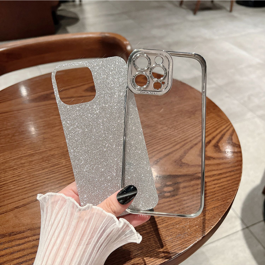 Casing Silikon Iphone 11 12 13 14promax x xs xr xsmax 7 / 8plus shockproof Aksen Glitter