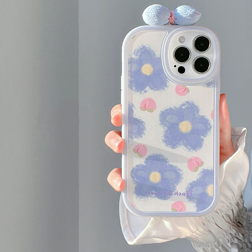 Soft Case Tpu Motif Lukisan Bunga Biru Untuk IPhone 11 7 8 6 6s Plus 12 13 Pro Max XS X XR XS Max SE 2020