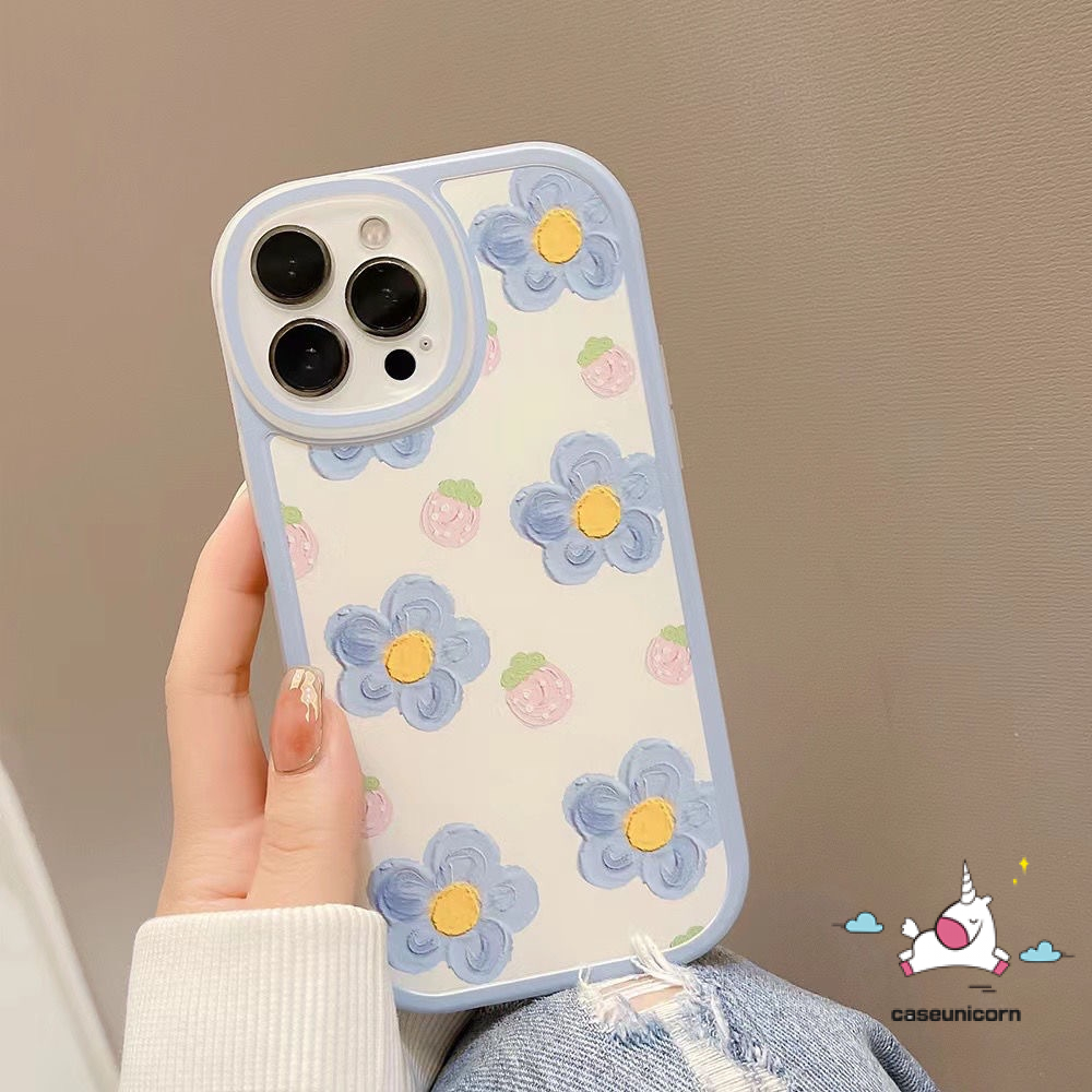 Lukisan Minyak Strawberry Case Redmi 12C A1 9 10 9A 9T 10C 9C K40S Poco F4 X3 Pro Nfc Poco M3 Redmi Note8 9 9pro 9s Note 10S 11S 11 10 Pro Max Lembut Shockproof 3D Relief Flower Cover