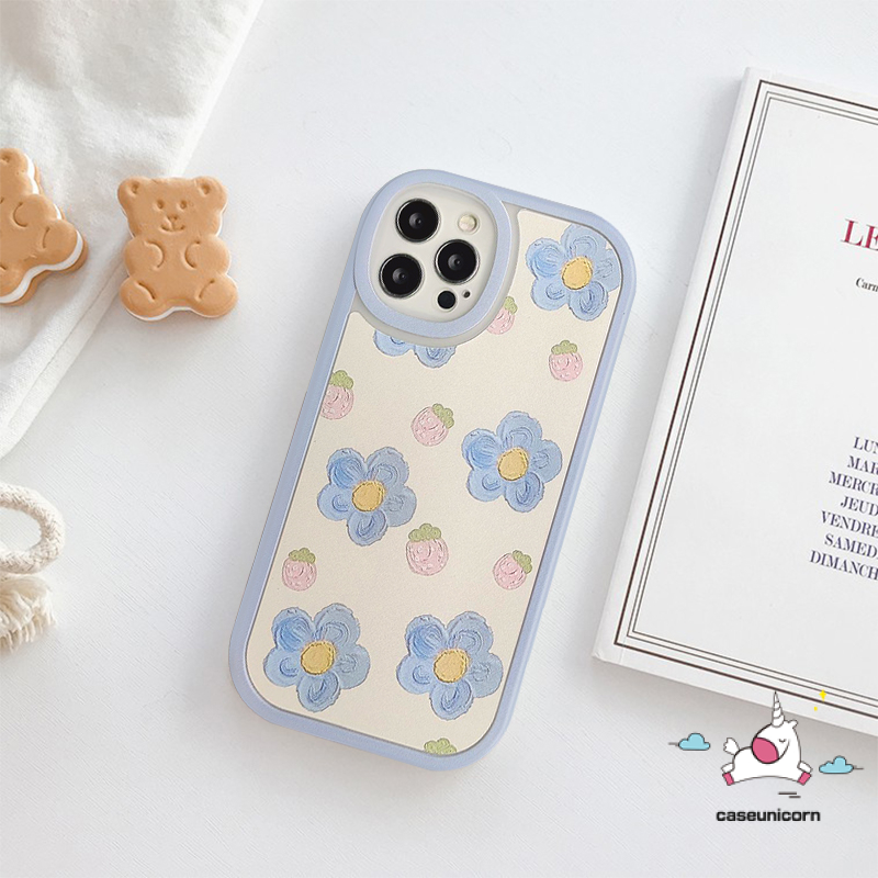 Case Strawberry Lukisan Minyak Lembut Oppo A17 A15 A77s A12 A96 A57 A17K A95 A76 A52 A55 A16K A31 A78 A58 Reno 8T 5F 6 7 5 A9 A94 A33 A12E A7 A5s A53 A54 A74 A3s A5 Relief Bunga Sarung