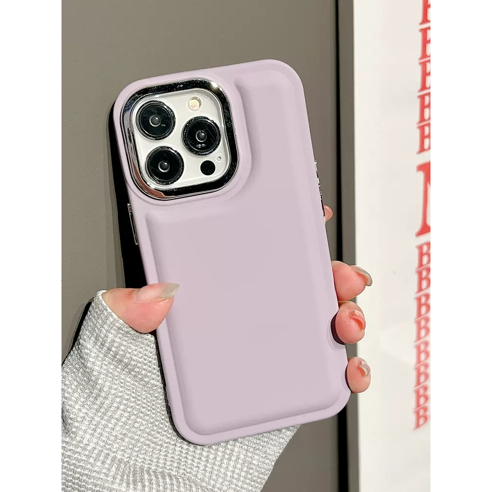 IPHONE Casing Ponsel Lensa Kamera Plating Warna Solid Kompatibel Untuk Iphone 11 12 13 14 Pro Max 14 Plus Bantal Udara Silikon Shockproof Soft Cover