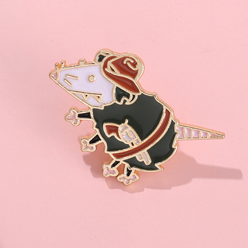 Lucu Koboi Tikus Enamel Pin Kartun Tikus Bros Lencana Pakaian Kerah Pin Perhiasan Hadiah Untuk Teman Anak