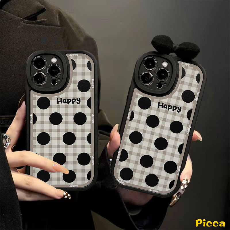 Casing Infinix Smart6 5 Hot11 10T 10s 11s 10 9 Play Hot 10 Lite 10T 10s 11 11s Note8 Motif Kotak Titik Gelombang Retro Lucu 3D Ikatan Simpul Hias Soft Case