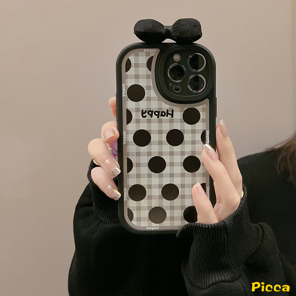 Casing Infinix Smart6 5 Hot11 10T 10s 11s 10 9 Play Hot 10 Lite 10T 10s 11 11s Note8 Motif Kotak Titik Gelombang Retro Lucu 3D Ikatan Simpul Hias Soft Case