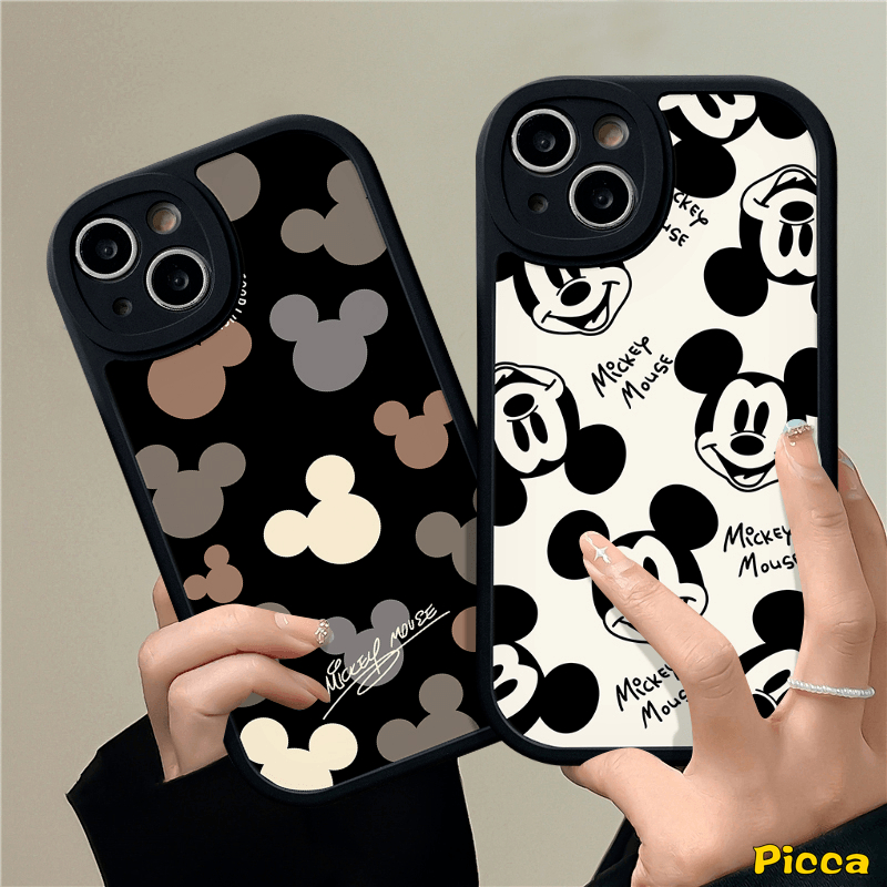 IPHONE Fashion Kartun Disney Tema Case Kompatibel Untuk Iphone11Xr7 8 Plus X11 13 14 12 Pro Max XS Max6 6s Plus SE 2020 Indah Dazzle Mickey Mouse Pasangan Shockporoof Lembut Tpu Cover