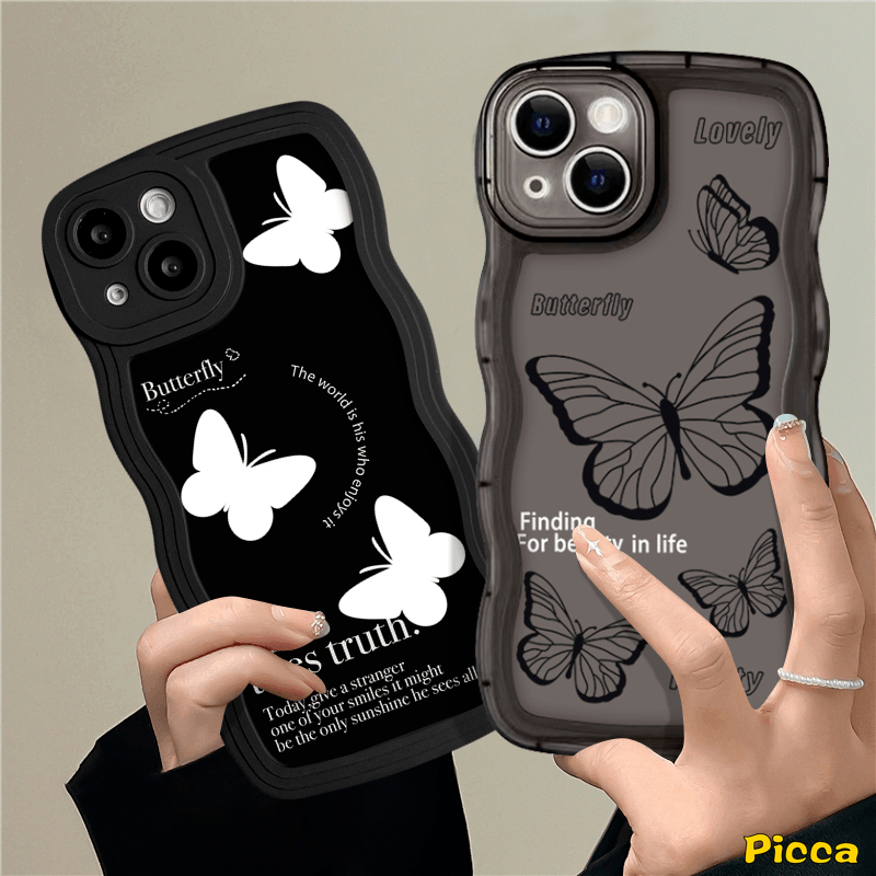 Casing Retro Kupu Hitam Oppo A16 A57 A54S A78 A58 A15 A54 A95 A77s A16s A16K A74 A96 A12 A3s A5 A9 A5s A12E A7 A55 A16E Reno 8T 58 7 6 A76 F9 A53 A15s A1K A52 Wavy Sarung Tepi