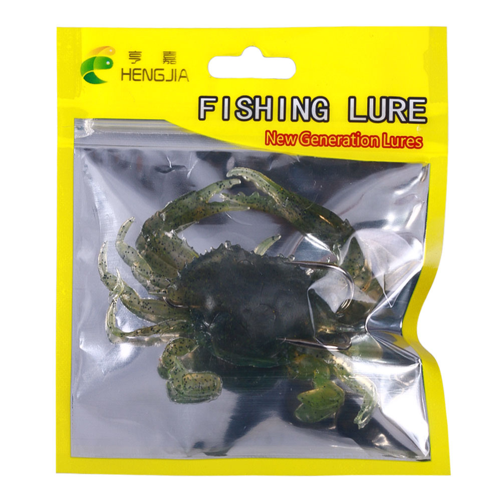 Hengjia 1pcs Umpan Pancing crab Soft lure Bentuk Kepiting Bahan Silikon Ukuran 8cm / 10cm Dengan Kail Double Sharp Hook