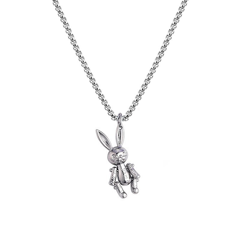 XiaoboACC Kalung Rantai Liontin Kelinci Bahan Stainless Steel Ukuran Gaya Hip hop - 60CM