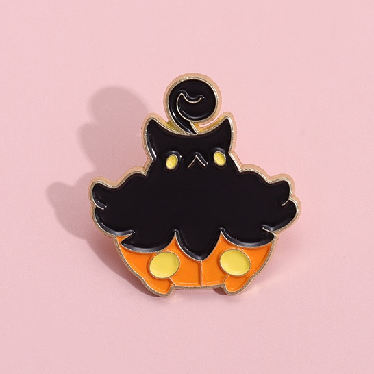 Lucu Kucing Hitam Labu Enamel Pin Halloween Tombol Bros Kerah Lencana Kartun Perhiasan Hadiah Untuk Teman