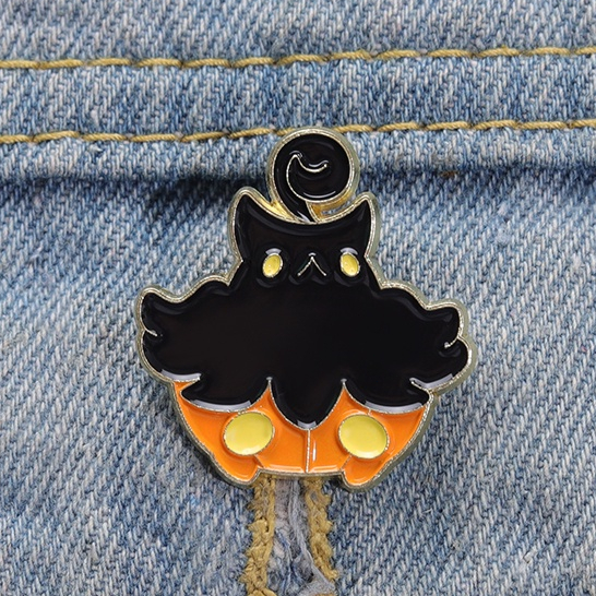 Lucu Kucing Hitam Labu Enamel Pin Halloween Tombol Bros Kerah Lencana Kartun Perhiasan Hadiah Untuk Teman