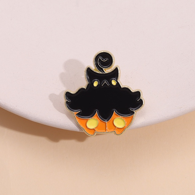 Lucu Kucing Hitam Labu Enamel Pin Halloween Tombol Bros Kerah Lencana Kartun Perhiasan Hadiah Untuk Teman