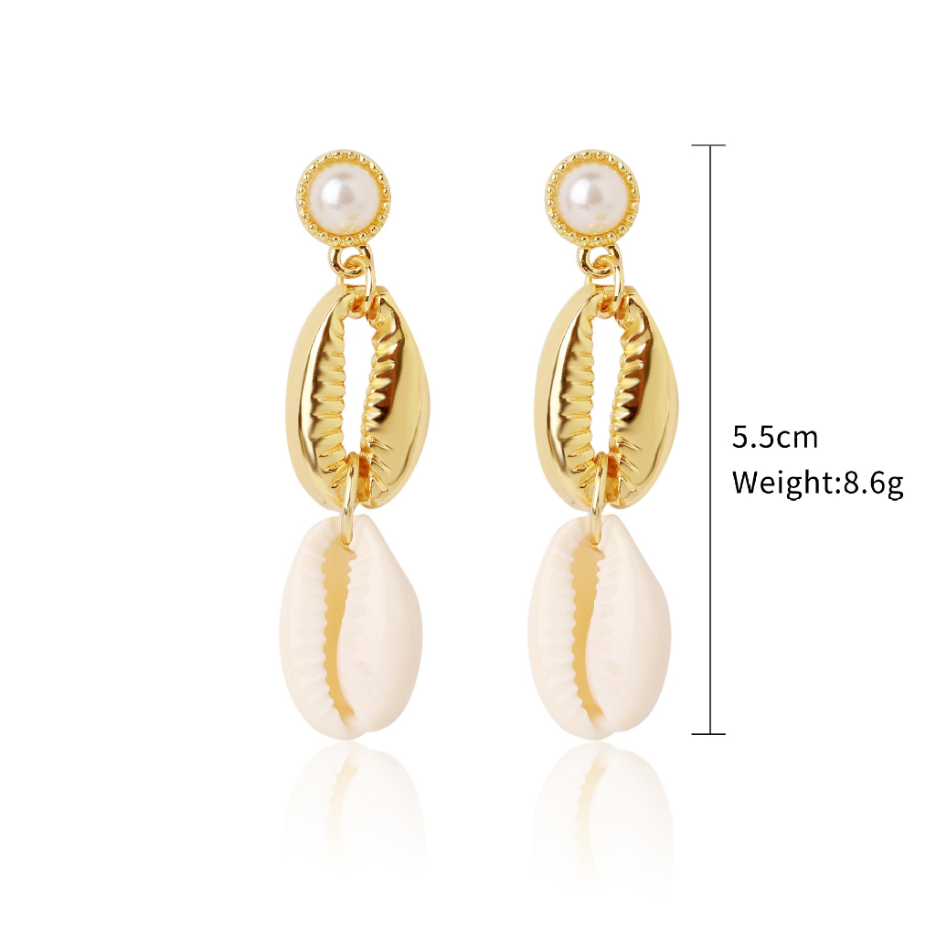 Anting Fashion Gaya Bohemian Mutiara Shell Earrings Studs Pendant Earrings Untuk Wanita Vintage Fashion Perhiasan Aksesoris Hadiah