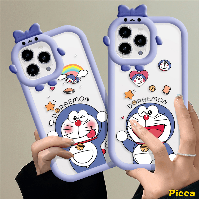 Oppo A17 A95 A15 A96 A16 A57 A76 A5s A17K A16E A3s A55 A92 A54 A53 A52 A31 A5 A94 A36 A77s A16K A74 A9 A12 A7 Reno5 5F 7Z Kartun Lucu Imut Doraemon Little Monster Lens Case