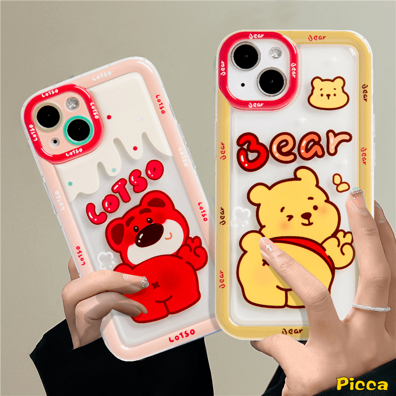 Kartun Strawberry Bear Manyo Case Vivo Y20 Y21 Y15s Y35 Y02 Y11 Y33s Y22 Y17 Y30 Y91C Y12s Y12 Y21s Y91 Y22s Y20i Y15 Y15A Y01 Y93 Y95 Y12i Y50 Lucu Winnie the Pooh Airbag Case