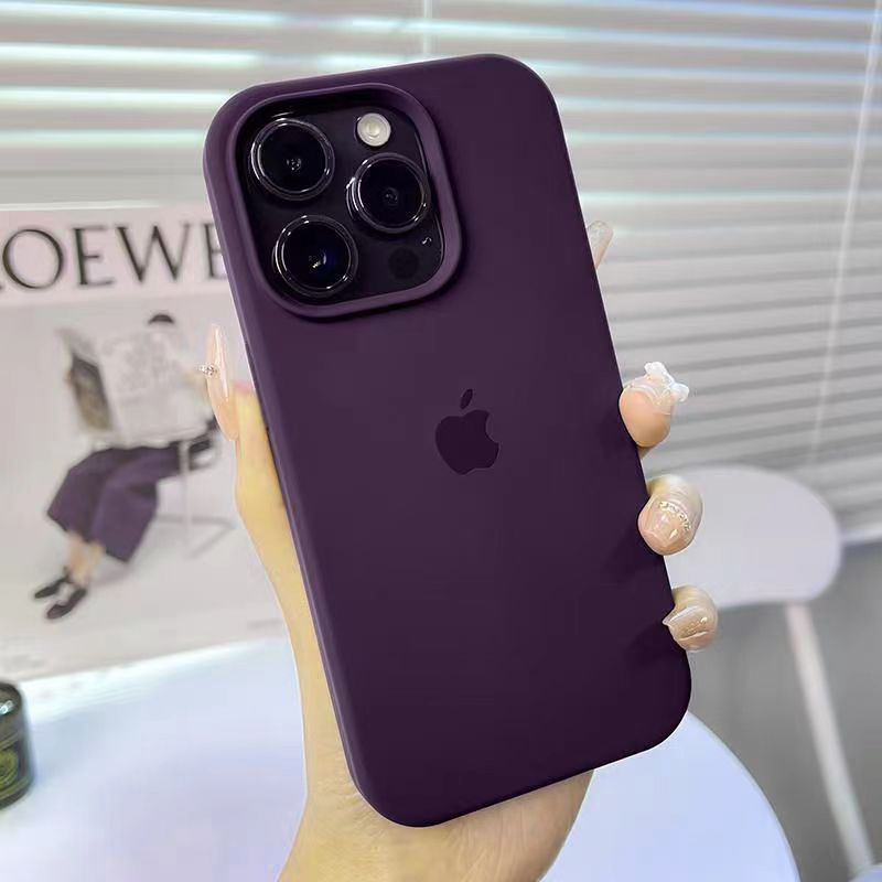 IPHONE Dengan Logo Fashion Perlindungan Silikon Cair Sederhana Kompatibel Casing Ponsel Untuk Iphone14 13 Pro Max X Max XR iPhone12 11 Pro Max SE2 7 8 Plus Kasus Nonslip Shockproof Full Lembut