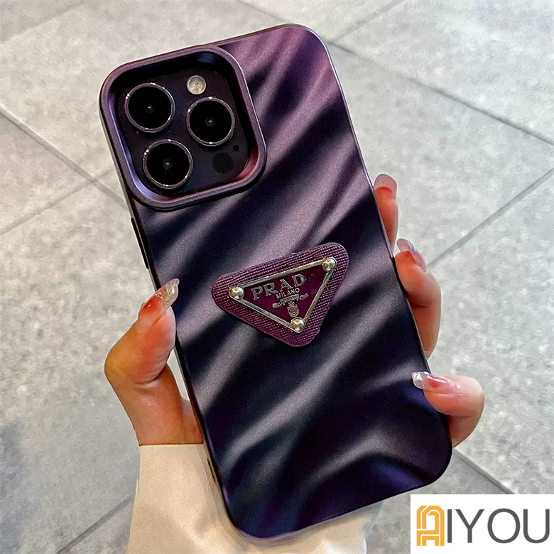 IPHONE Retro Brown 3D Merek PADPleats Tekstur Casing Ponsel Kompatibel Untuk Iphone14 13 12 Pro Max Iphone11Tahan Shock Lembut TPU Back Cover