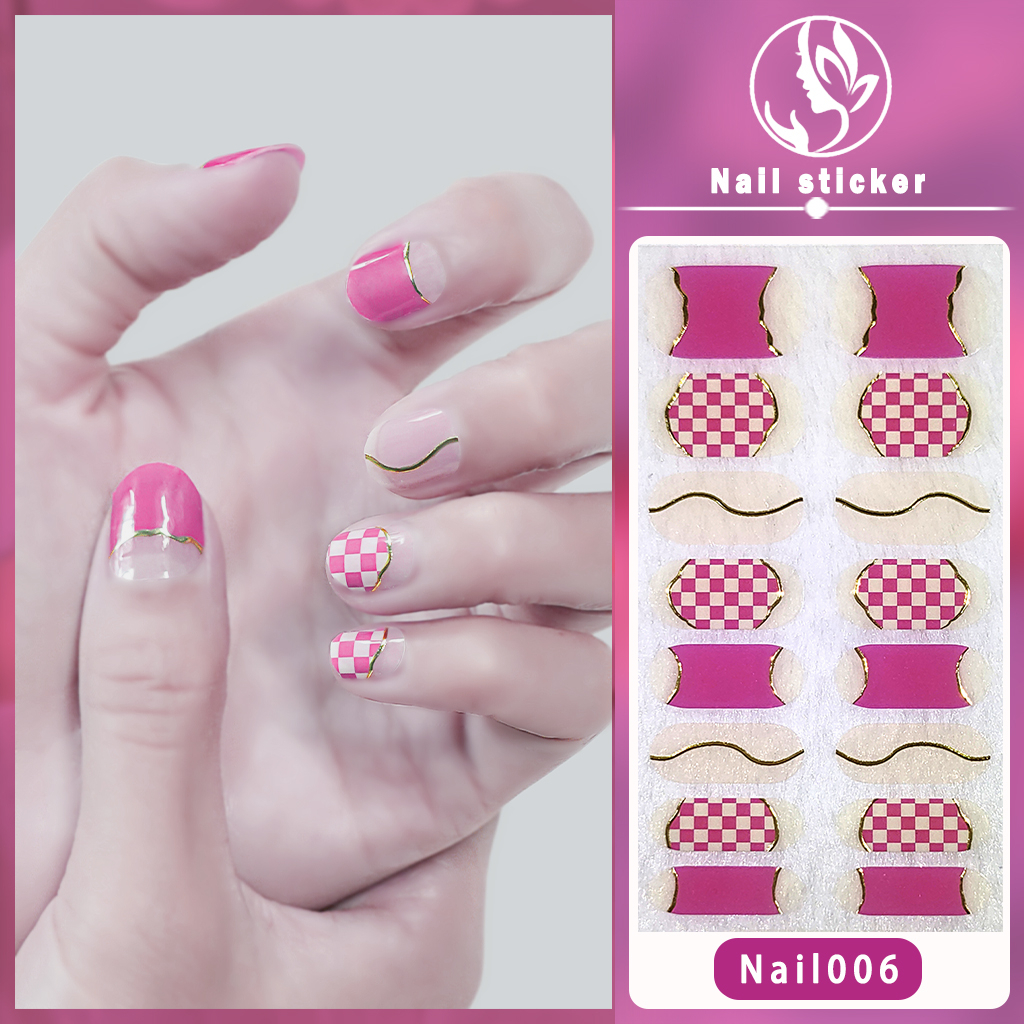 16stiker 3D Vision Stiker Kuku Kuku Gaya Pesta nail Art Berlian Mutiara Permata Warna-Warni Laser Gradien DIY Stiker Kuku