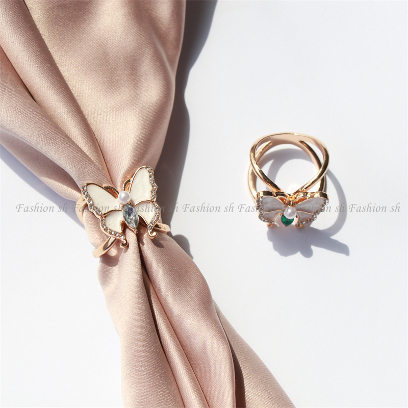 Baru Kupu-Kupu Bertabur Berlian Syal Gesper Mutiara Bros Paduan pin Aksesoris