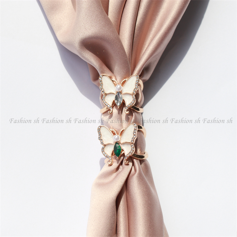 Baru Kupu-Kupu Bertabur Berlian Syal Gesper Mutiara Bros Paduan pin Aksesoris