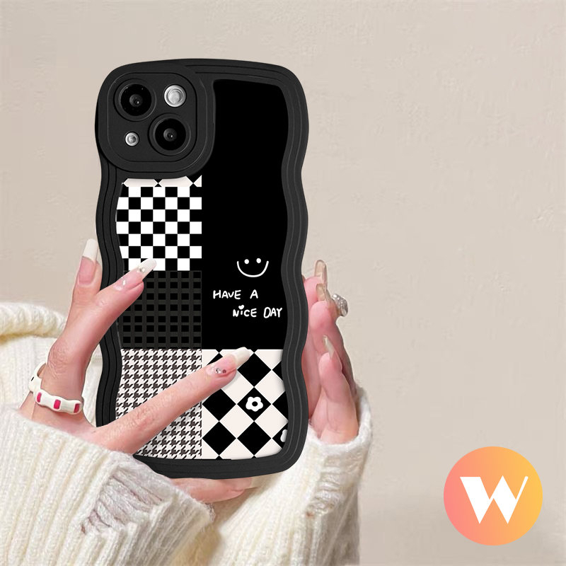 Smiley Diamond Case Untuk Redmi 9C 10C 9A 12C A1 9 10A 9T 10 A1+Note 11s 9s 8 11 10s 9 10 Pro Mi 11T Pro POCO M3 X3 NFC Pro Wavy Edge Flower Lattice Splicing Pattern Tpu Lembut Sarung