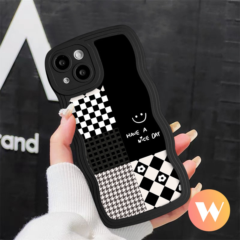 Smiley Diamond Case Untuk Redmi 9C 10C 9A 12C A1 9 10A 9T 10 A1+Note 11s 9s 8 11 10s 9 10 Pro Mi 11T Pro POCO M3 X3 NFC Pro Wavy Edge Flower Lattice Splicing Pattern Tpu Lembut Sarung