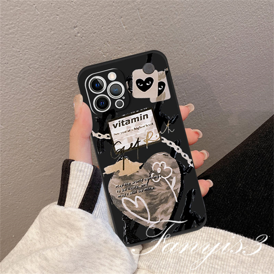 Compatible For iPhone 14 13 12 11 Pro Max X XR Xs Max 7 8 Plus SE 2020 Kompatibel Untuk Graffiti Cinta Pasangan Ponsel Case Silicon Lembut Cover Pelindung