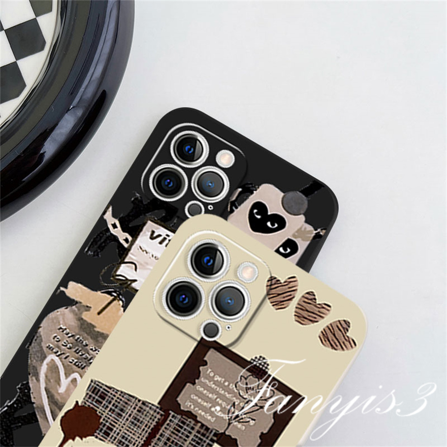 Compatible For iPhone 14 13 12 11 Pro Max X XR Xs Max 7 8 Plus SE 2020 Kompatibel Untuk Graffiti Cinta Pasangan Ponsel Case Silicon Lembut Cover Pelindung