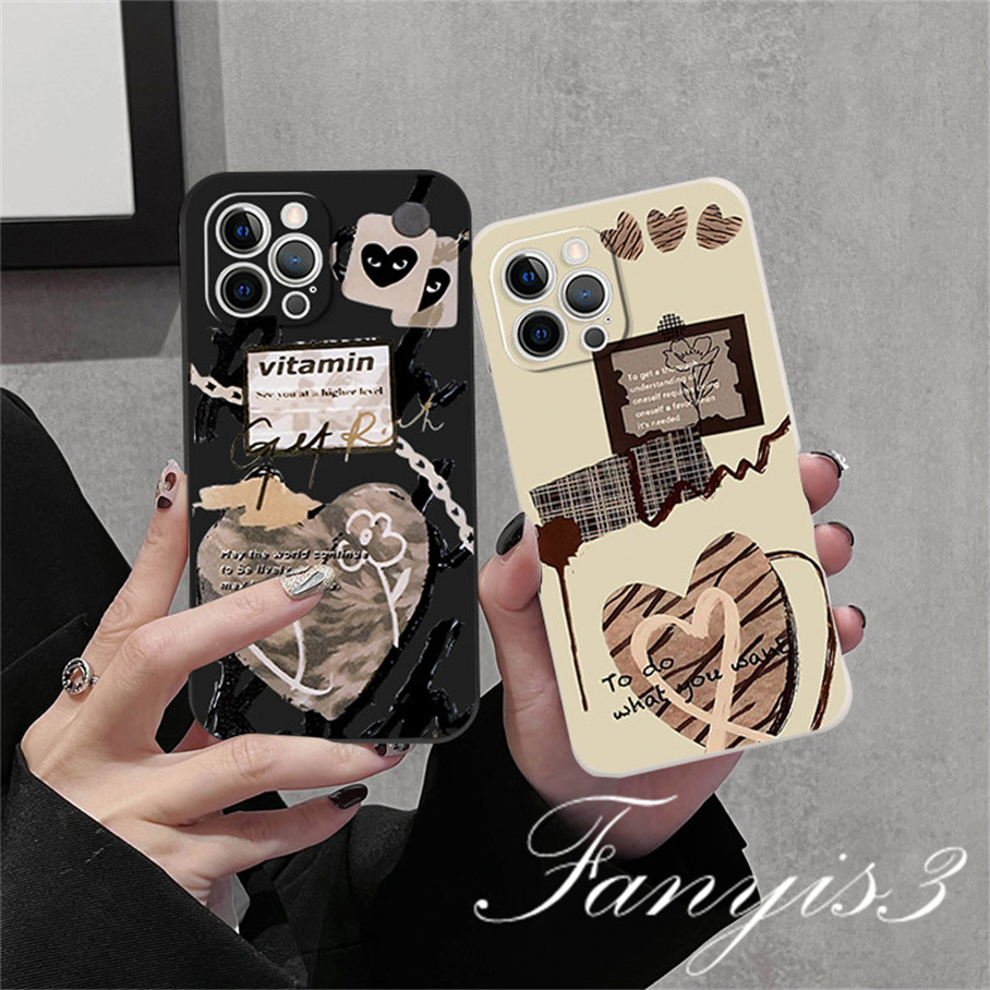 Compatible For iPhone 14 13 12 11 Pro Max X XR Xs Max 7 8 Plus SE 2020 Kompatibel Untuk Graffiti Cinta Pasangan Ponsel Case Silicon Lembut Cover Pelindung