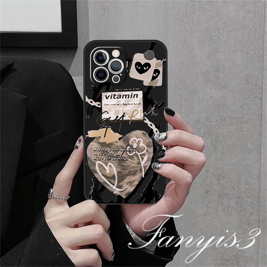 Compatible For iPhone 14 13 12 11 Pro Max X XR Xs Max 7 8 Plus SE 2020 Kompatibel Untuk Graffiti Cinta Pasangan Ponsel Case Silicon Lembut Cover Pelindung