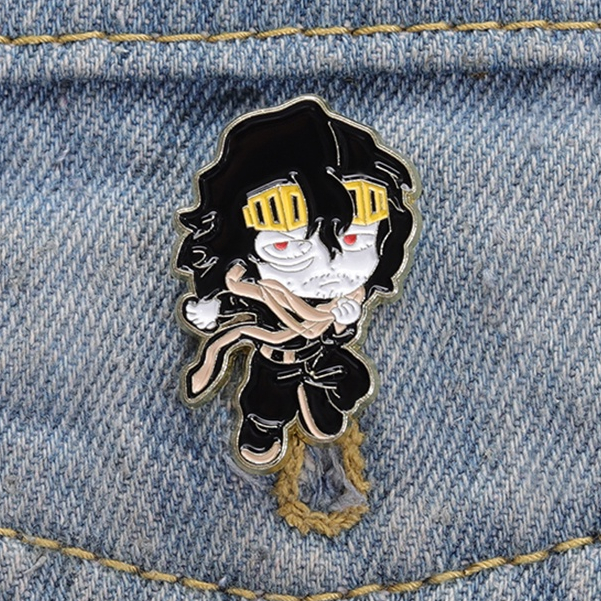 Cute Aizawa Shota Eraser Enamel Pin Fashion Kartun Aizawas Logam Bros Lencana Anime Perhiasan Pahlawanku Akademisi Fans